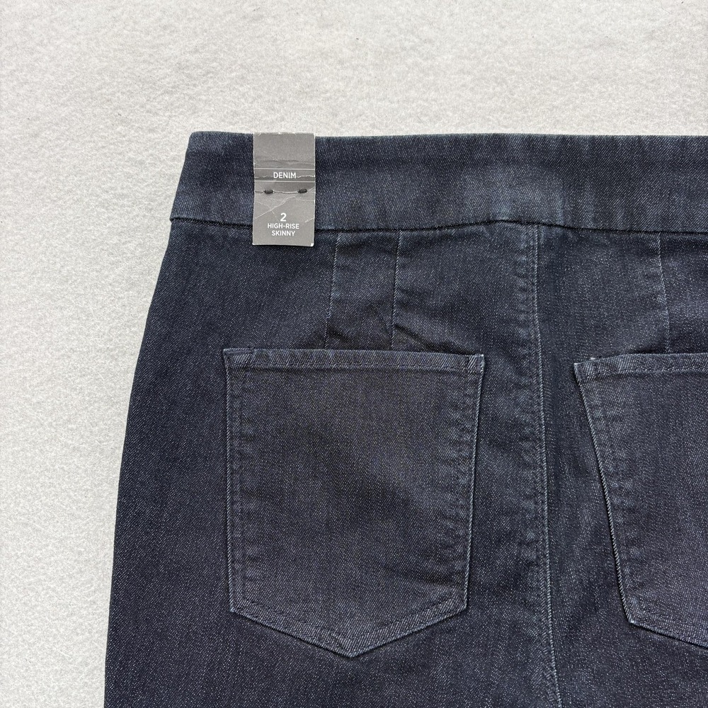 White House Black Market High Rise Skinny Jeans Womens 2 Blue Dark Wash Stretch - Picture 9 of 11